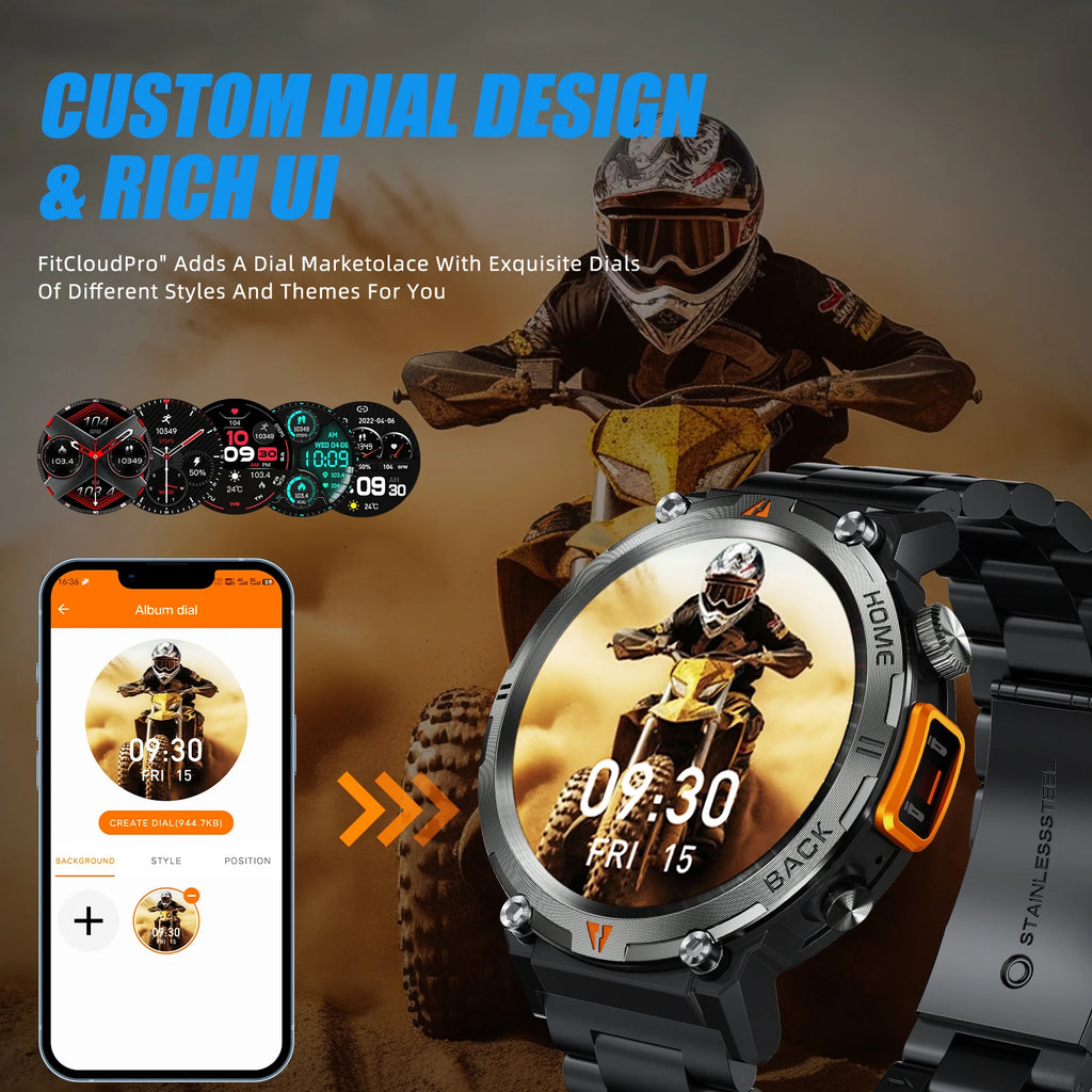 LaNikar 2025 KE3 Bluetooth Call Smart Watch Men Full Touch Screen Health Monitor With  steel ring Men SmartWatch For IOS Android